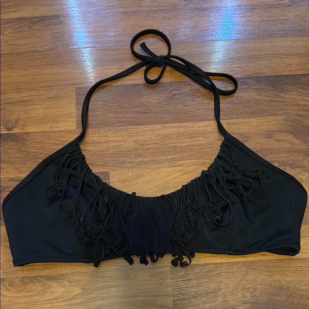 Victoria's Secret Black Bikini Swim Top with Fringe